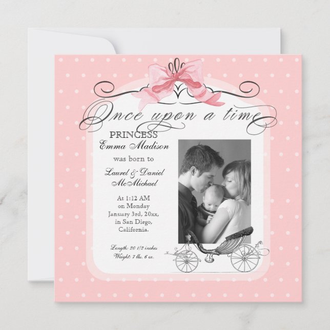 Anúncio Princesa Carruagem Rosa Fita Arco Foto Bebê (Frente)