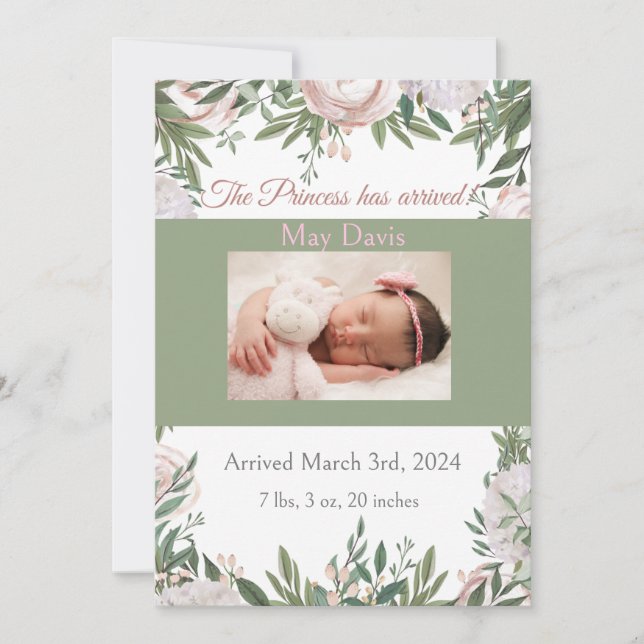 Anúncio Princesa chegou ao jardim de aquarela rosa (Frente)