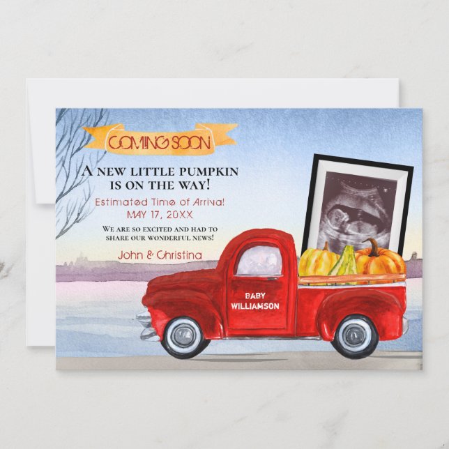 Anúncio Pumpkin Red Truck Ultrassom Gravidez (Frente)
