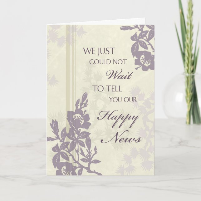Anúncio Purple Floral Elopement  Announcement Card (Frente)