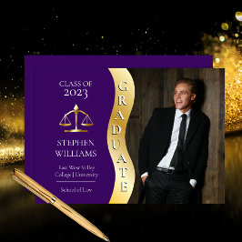 Anúncio Purple | Gold Graduate Wave Law Justice Grad