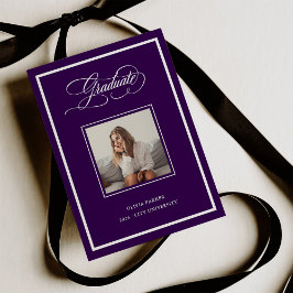 Anúncio Purple Modern Frame Photo and Elegant Script Grad