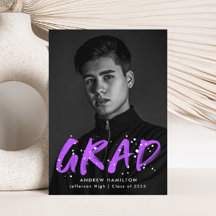 Anúncio Purple   Modern Paint Splatter Photo Graduation