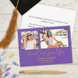 Anúncio Púrpura de Graduação da Modern Peace Out 2 Photo 2