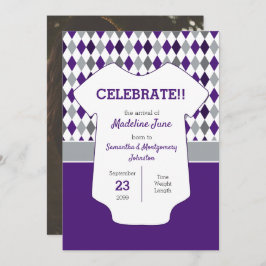 Anúncio Púrpura e Cinza prateada Argyle Foto do bebê