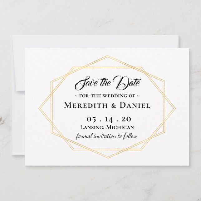 Anúncio Quadro Dourado Moderno Salvar a Data (Frente)