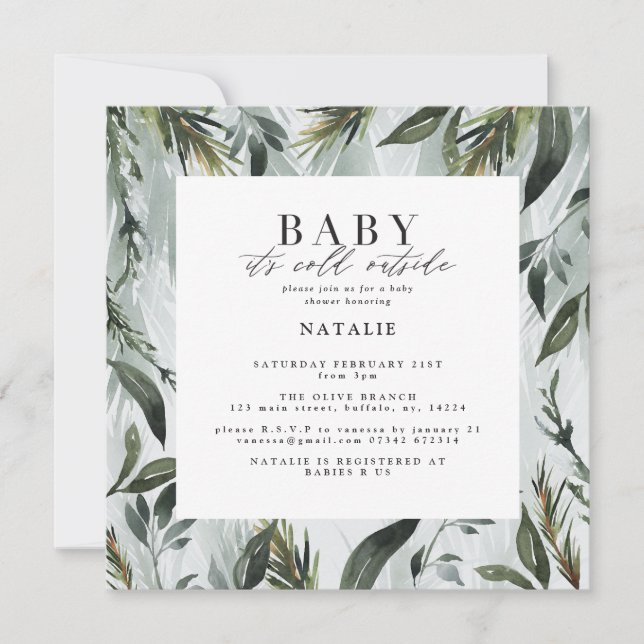 Anúncio Querida, está frio fora do chá de fraldas de aquar (Frente)