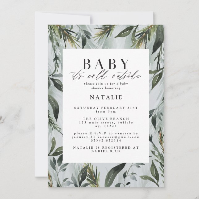 Anúncio Querida, está frio fora do chá de fraldas de aquar (Frente)