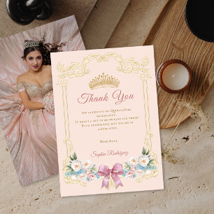 Anúncio Quinceanera Cor-de-Rosa Clássica Foto Obrigado Car