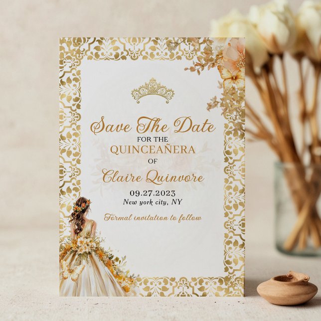 Anúncio Quinceanera Dourada Radiante (Criador carregado)