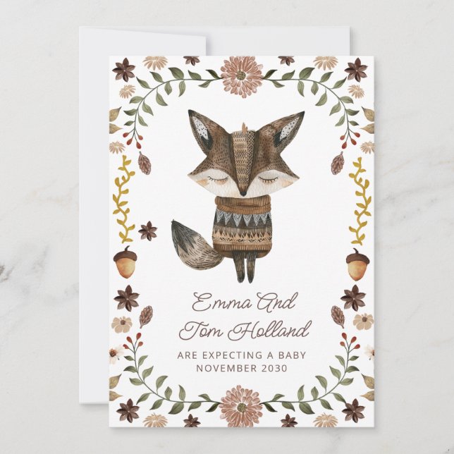 Anúncio Rapariga esperta em aquarela de raposa grávida (Frente)