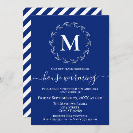 Anúncio Real Blue White Wreath Monograma House Aquecimento