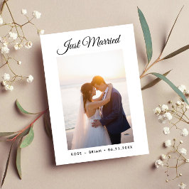 Anúncio Recém-Casados Moderno Script Personalizado Foto Ca