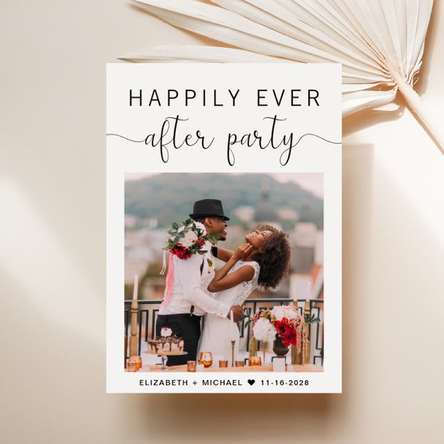 Anúncio Recepção de casamento de Foto de Festa Feliz de To (An elegant Happily Ever After Party Invitation to set the tone for an unforgettable event)
