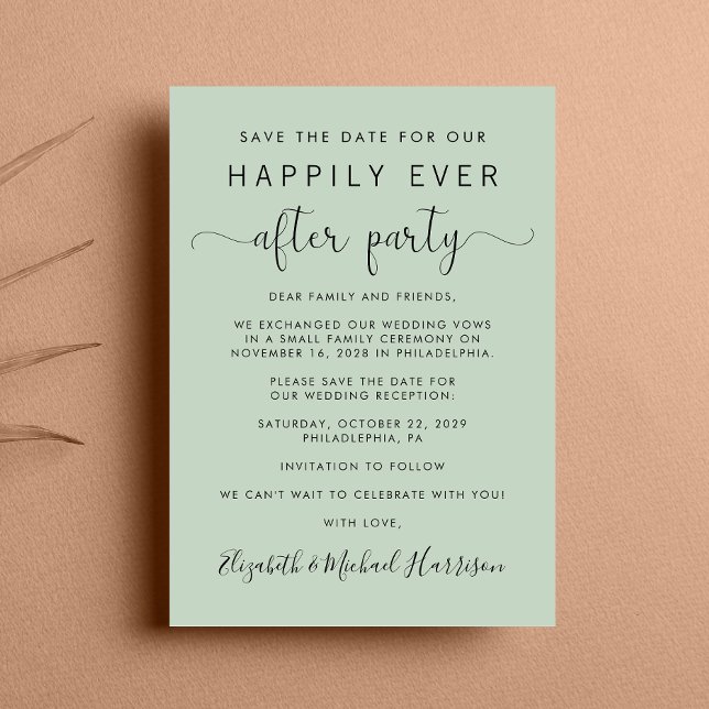 Anúncio Recepção de casamento Salve a Data (A chic save the date announcement for a reception to celebrate your elopement or private wedding)