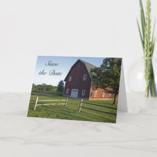 Anúncio Red Barn com Fence Weding Date