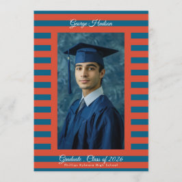 Anúncio Red & Blue Preppy High School Photo Graduate
