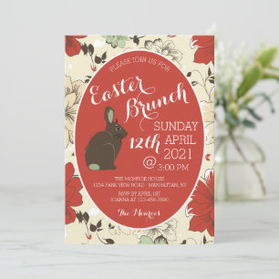 Anúncio Red & Cream Floral Bunny Easter Egg, Páscoa Brunc