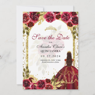 Anúncio Red Floral Princess Dourado Arch Quinceanera