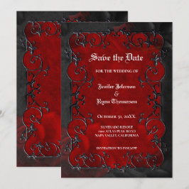 Anúncio Red Gothic halloween wedding save the date