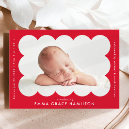 Anúncio Red Modern Scalloped Photo Frame Birth