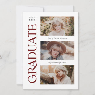 Anúncio Red Trendy Serif - Graduação de Foto Múltipla