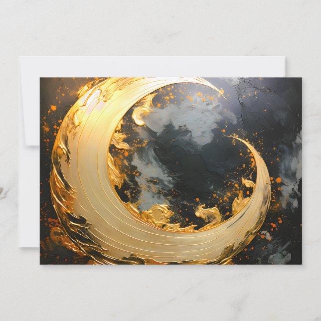 Anúncio Redemoinho Abstrato Moderno de Ouro Preto Lua (Frente)
