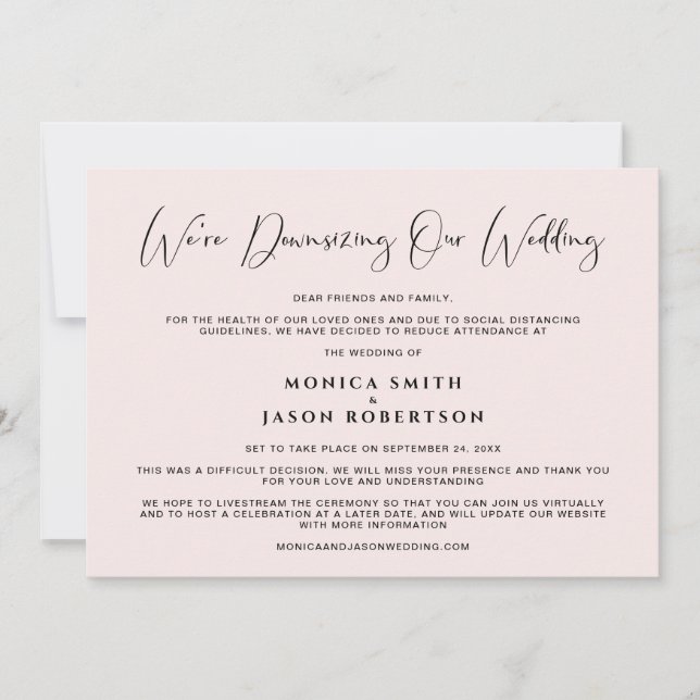 Anúncio Reduzindo Nosso Casamento Elegante De Caligrafia R (Frente)