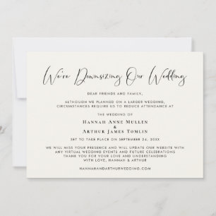 Anúncio Reduzindo o Tamanho do Nosso Casamento Caligrafia 