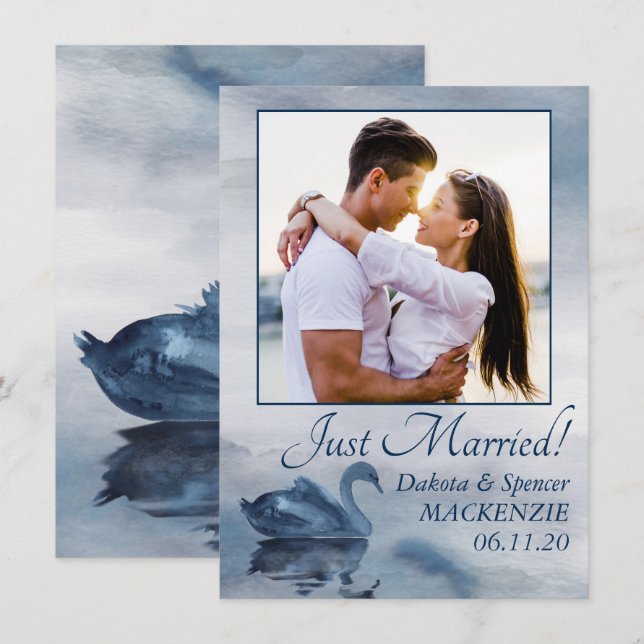 Anúncio Reflexos do Lago | Foto de Casamento do Cisne Azul (Frente/Verso)