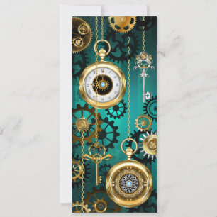 Anúncio Relógio de Joia Steampunk em um Fundo Verde