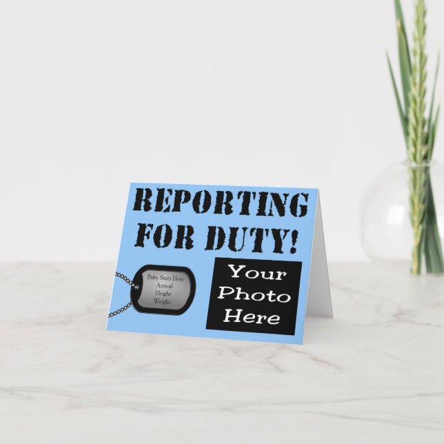 Anúncio Reporting for Duty Military Birth Announcement (Frente)