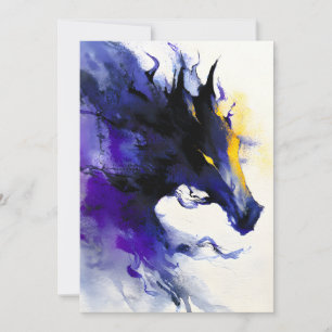 Anúncio Retrato de Cavalo Preto em Aquarela Abstrata