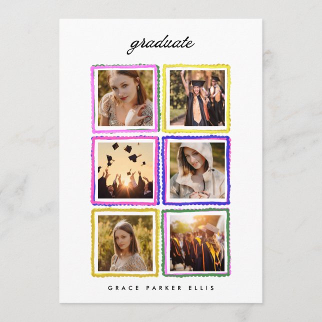 Anúncio Retro Photo Collage Frames Graduation High School (Frente)