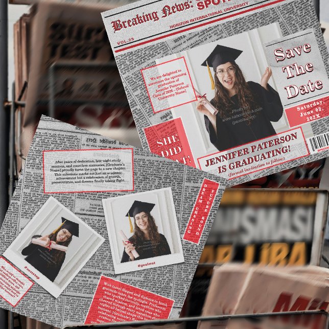 Anúncio Retro Salvar Data Revista Jornal Graduação (Criador carregado)