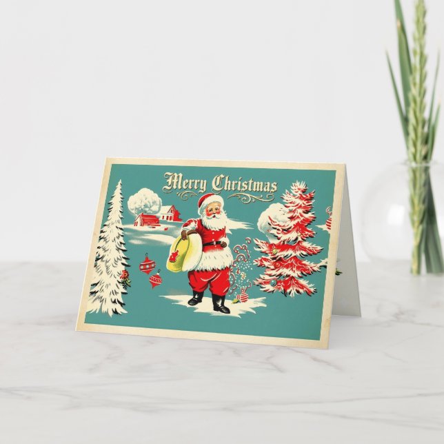 Anúncio Retro Santa Wonderland Holiday Card (Frente)