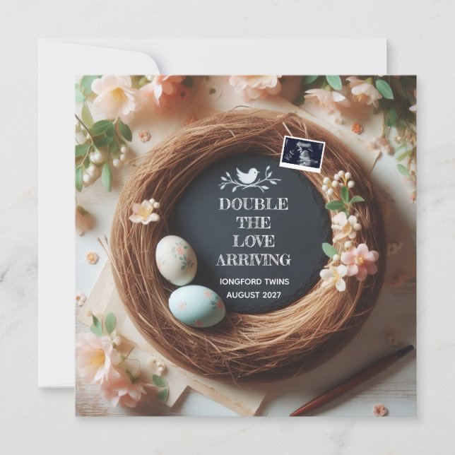 Anúncio Revelação de Gêmeas Surpresas, Gravidez Gêmea (Frente)