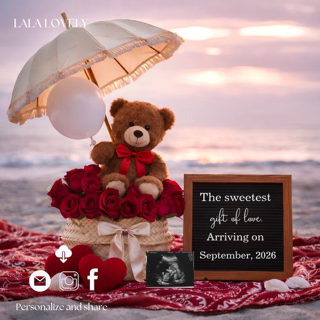 Anúncio Romantic Baby Reveal Pregnancy announcement card  (Criador carregado)