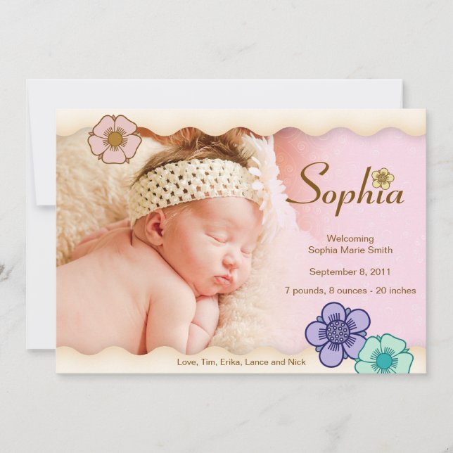 Anúncio Romântico Floral Baby Girl (Frente)