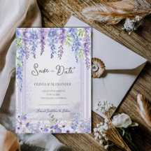 Romântico Lavanda Wisteria Salva a Data