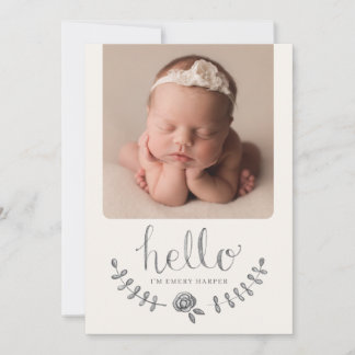 Anúncio Rosa Floral Rustic Simple Collage Baby Announceme