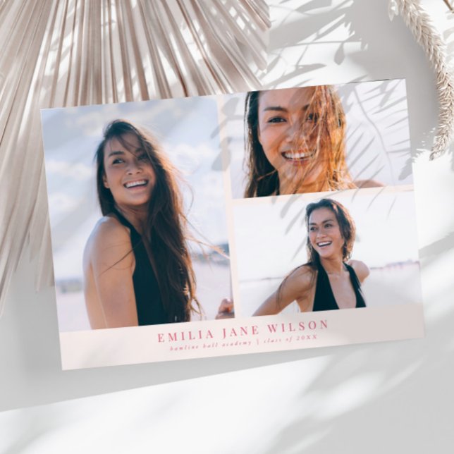 Anúncio Rosa Mínimo de Graduação Multifotográfica (Criador carregado)