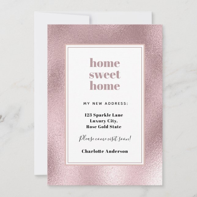 Anúncio Rosa rosa rosa, ouro elegante casa doce, movendo-s (Frente)