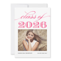 Rosa Vibrante Vintage Turma de 2026 Foto Graduação