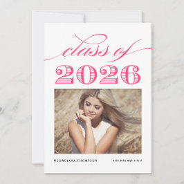 Anúncio Rosa Vibrante Vintage Turma de 2026 Foto Graduação