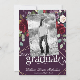 Anúncio rosas roxas roxas do Mais velho 5x7 Geo Dourado