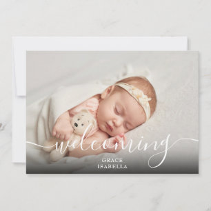 Anúncio Roteiro de Boas-Vindas Menina Bebê Rosa Foto Nasci