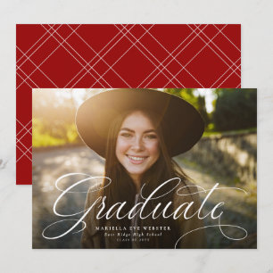 Anúncio Roteiro simples formando elegante vermelho graduaç