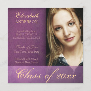 Anúncio roxo da graduação do Grunge do damasco