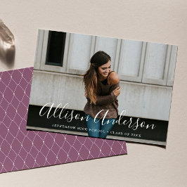 Anúncio Roxo | Foto de Formatura com Timeless Script